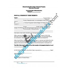 Bill of Sale of Personal Property - Massachusetts (With Warranty)